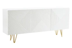 Miliboo Buffet-Buffet design blanc et métal doré 3 portes L160 cm OZEN