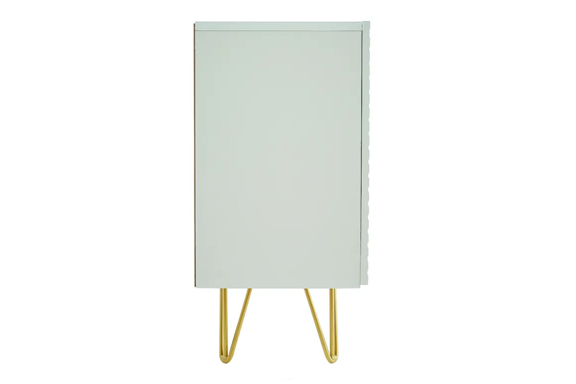 Miliboo Buffet-Buffet design blanc et métal doré 3 portes L160 cm OZEN