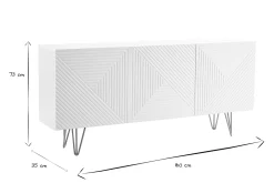Miliboo Buffet-Buffet design blanc et métal doré 3 portes L160 cm OZEN