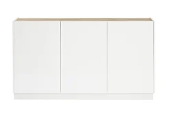 Miliboo Buffet-Buffet design blanc laqué brillant et bois clair 3 portes L155 cm NELIO