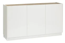 Miliboo Buffet-Buffet design blanc laqué brillant et bois clair 3 portes L155 cm NELIO