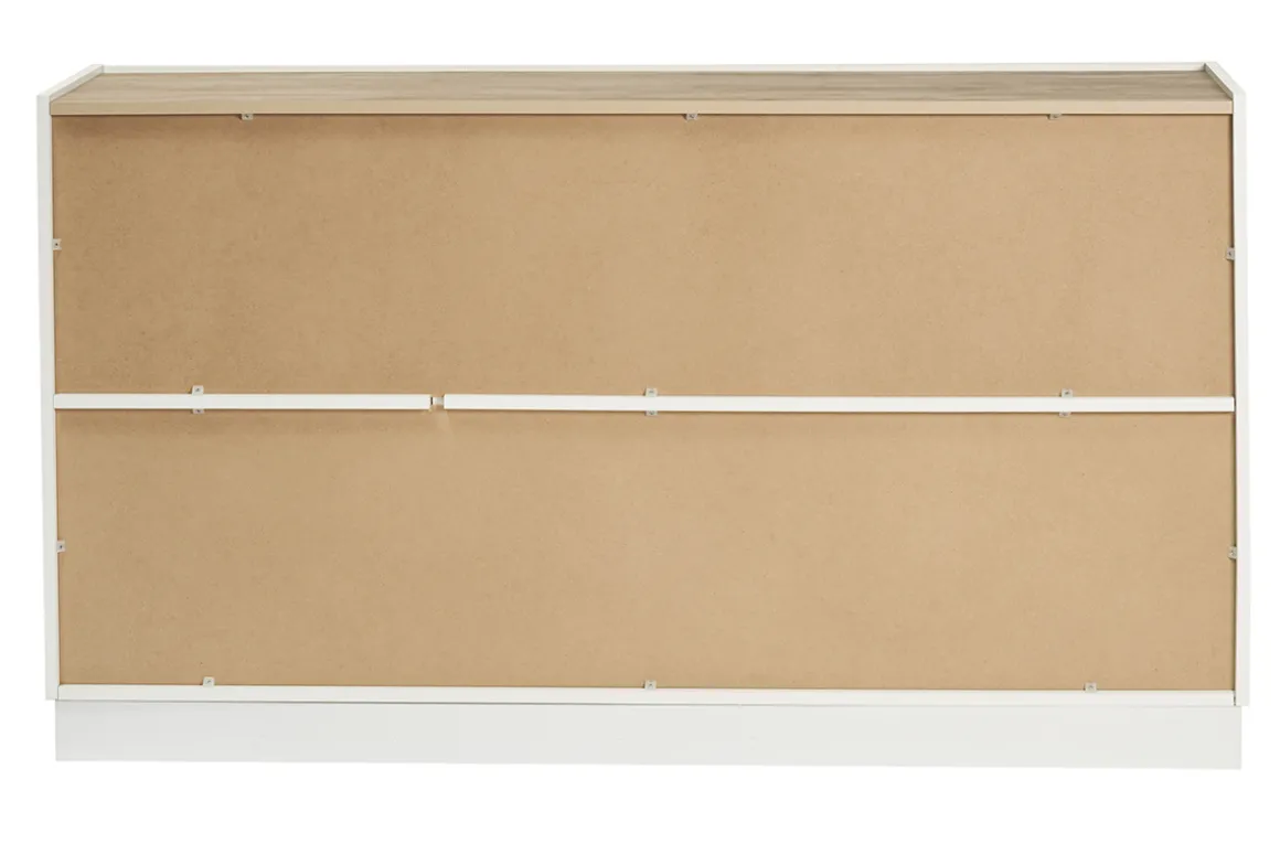 Miliboo Buffet-Buffet design blanc laqué brillant et bois clair 3 portes L155 cm NELIO