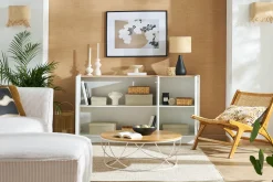 Miliboo Buffet-Buffet design blanc laqué brillant et bois clair 3 portes L155 cm NELIO