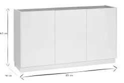 Miliboo Buffet-Buffet design blanc laqué brillant et bois clair 3 portes L155 cm NELIO