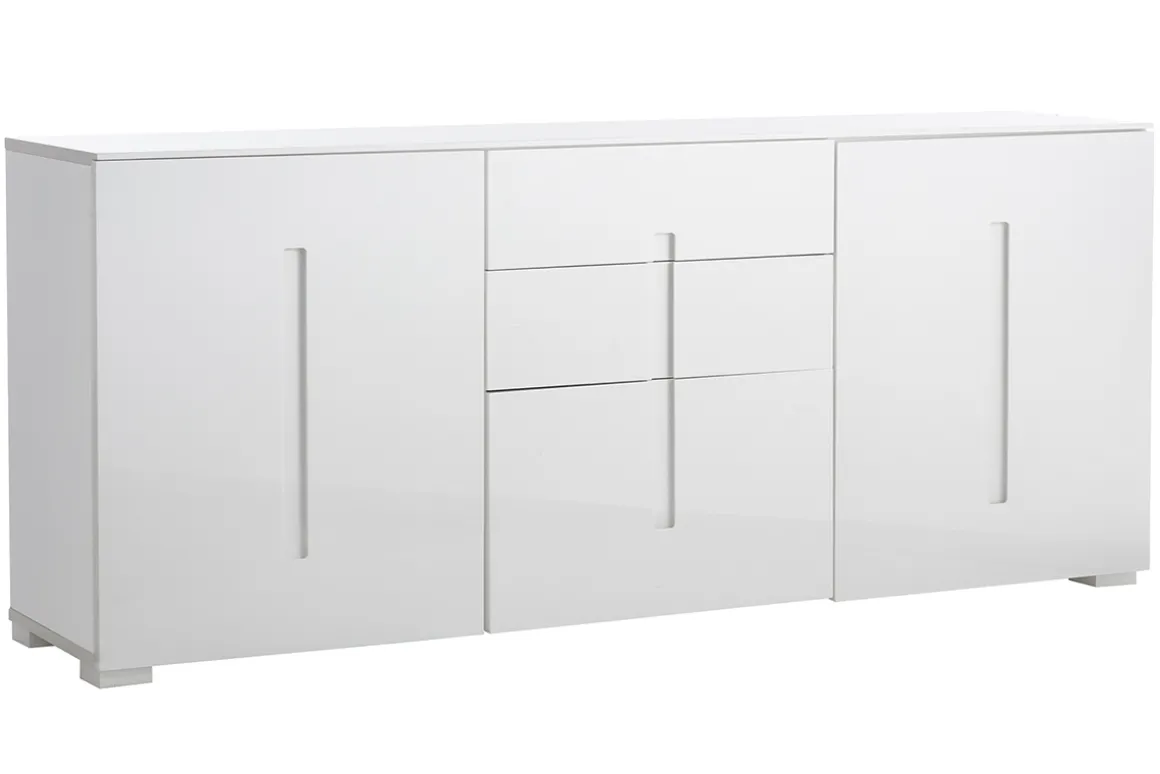 Miliboo Buffet-Buffet design blanc laqué brillant 2 portes 3 tiroirs L180 cm TED