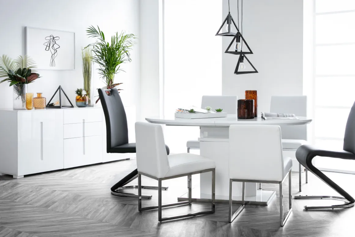 Miliboo Buffet-Buffet design blanc laqué brillant 2 portes 3 tiroirs L180 cm TED