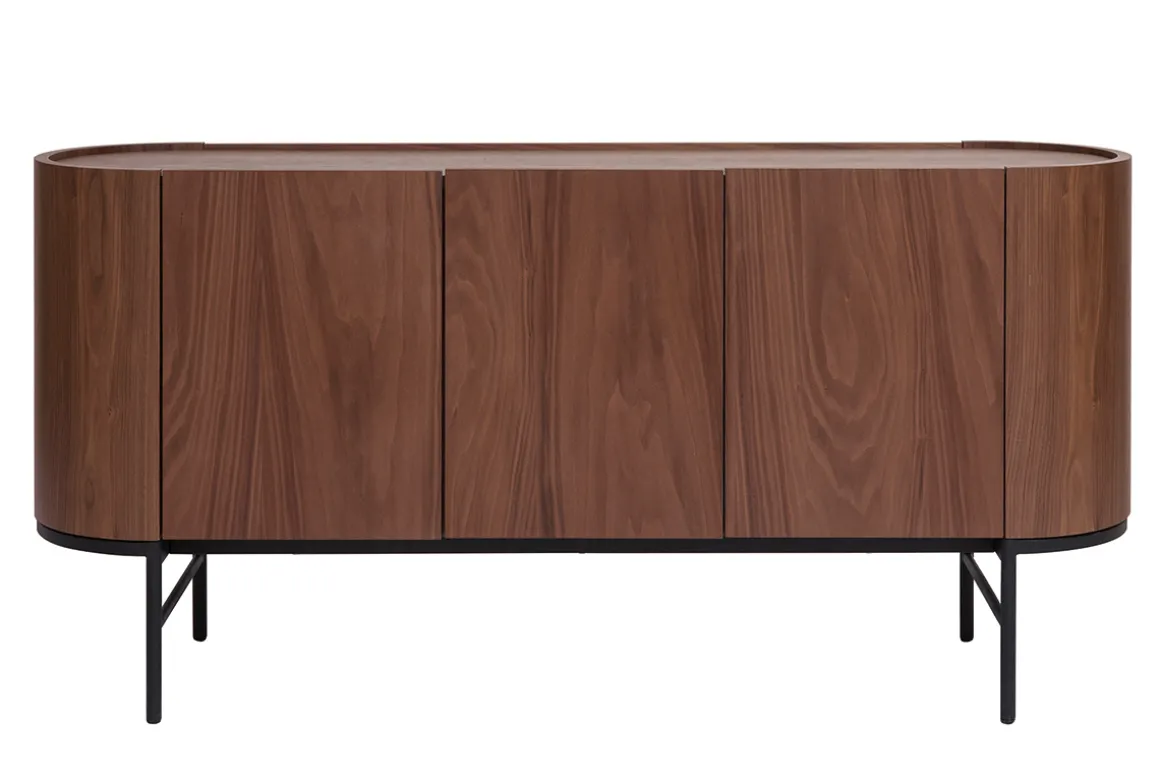 Miliboo Buffet-Buffet design bois foncé noyer et métal noir 3 portes L160 cm SKYE