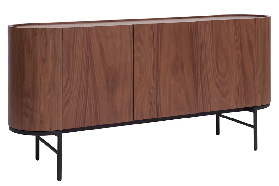 Miliboo Buffet-Buffet design bois foncé noyer et métal noir 3 portes L160 cm SKYE