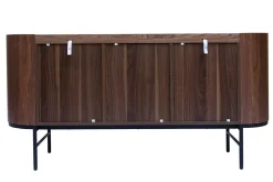 Miliboo Buffet-Buffet design bois foncé noyer et métal noir 3 portes L160 cm SKYE