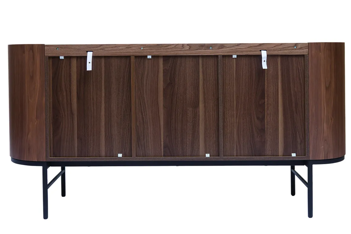 Miliboo Buffet-Buffet design bois foncé noyer et métal noir 3 portes L160 cm SKYE