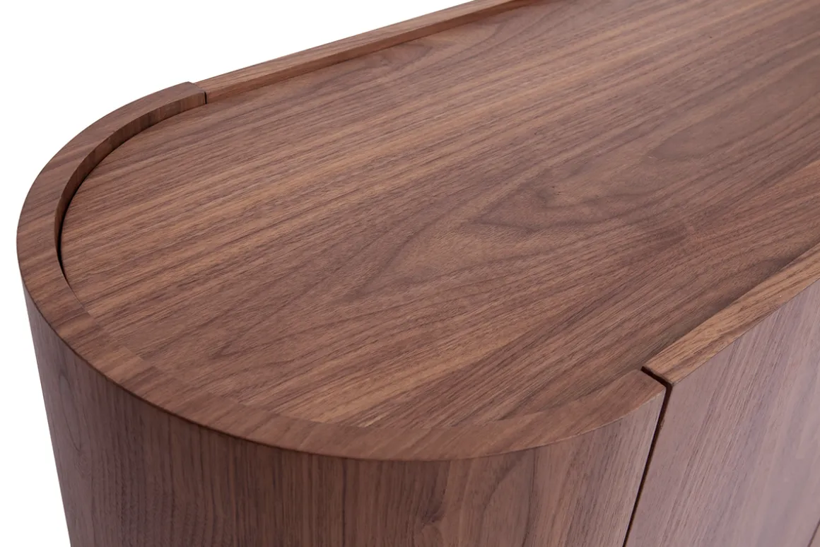 Miliboo Buffet-Buffet design bois foncé noyer et métal noir 3 portes L160 cm SKYE