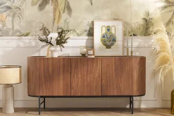 Miliboo Buffet-Buffet design bois foncé noyer et métal noir 3 portes L160 cm SKYE