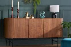 Miliboo Buffet-Buffet design bois foncé noyer et métal noir 3 portes L160 cm SKYE