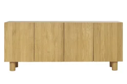Miliboo Buffet-Buffet design en bois clair chêne massif gravé 4 portes L180 cm GOSHI