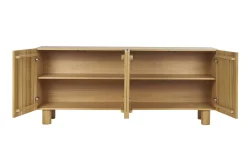 Miliboo Buffet-Buffet design en bois clair chêne massif gravé 4 portes L180 cm GOSHI