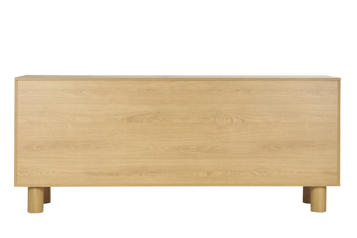 Miliboo Buffet-Buffet design en bois clair chêne massif gravé 4 portes L180 cm GOSHI