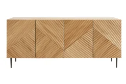 Miliboo Buffet-Buffet design en bois clair chêne massif gravé et métal noir 4 portes L180 cm ARCHIPEL