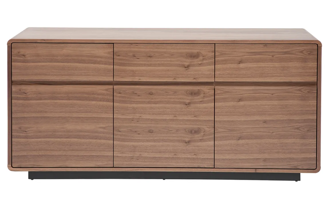 Miliboo Buffet-Buffet design en bois foncé noyer 3 portes 3 tiroirs L160 cm JAKO