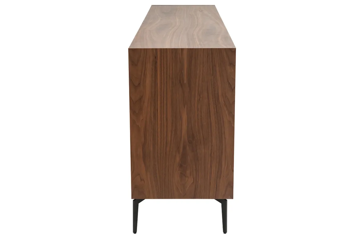 Miliboo Buffet-Buffet design en bois foncé noyer et métal noir 4 portes 2 tiroirs L180 cm BLISS