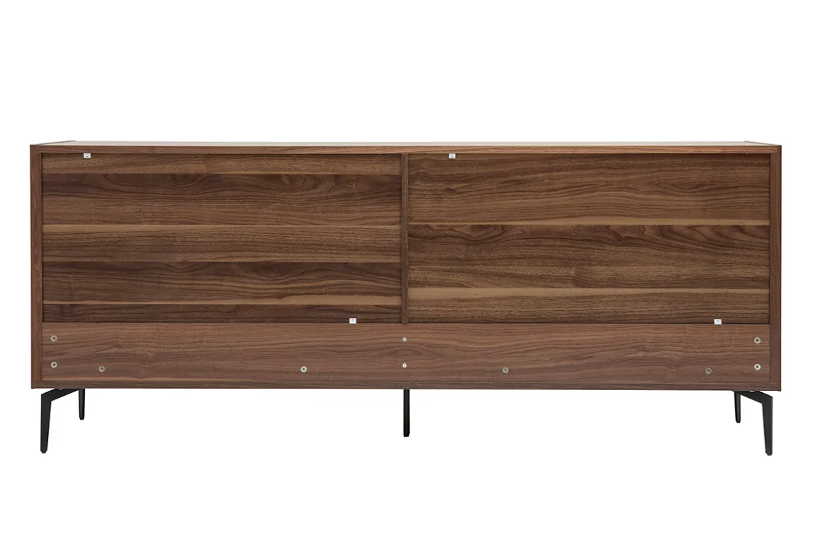 Miliboo Buffet-Buffet design en bois foncé noyer et métal noir 4 portes 2 tiroirs L180 cm BLISS