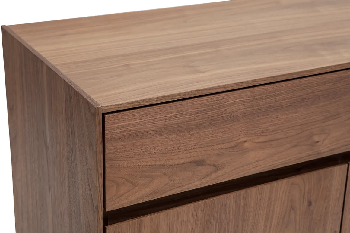 Miliboo Buffet-Buffet design en bois foncé noyer et métal noir 4 portes 2 tiroirs L180 cm BLISS