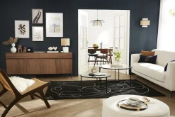 Miliboo Buffet-Buffet design en bois foncé noyer et métal noir 4 portes 2 tiroirs L180 cm BLISS