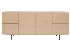 Miliboo Buffet-Buffet design finition bois clair chêne et métal noir 2 portes 4 tiroirs L180 cm ALASKA