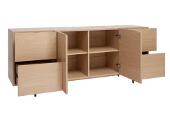 Miliboo Buffet-Buffet design finition bois clair chêne et métal noir 2 portes 4 tiroirs L180 cm ALASKA