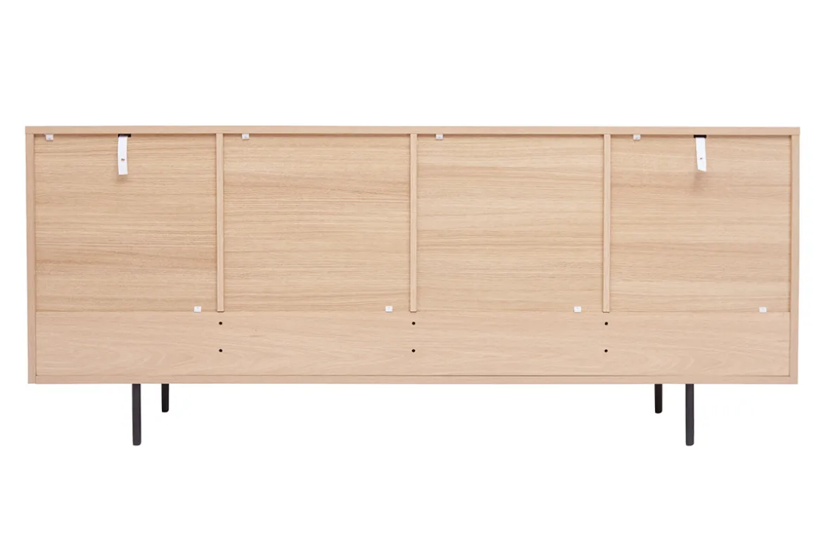 Miliboo Buffet-Buffet design finition bois clair chêne et métal noir 2 portes 4 tiroirs L180 cm ALASKA