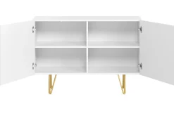 Miliboo Buffet-Buffet design gravé blanc mat et métal doré 2 portes L107 cm OZEN