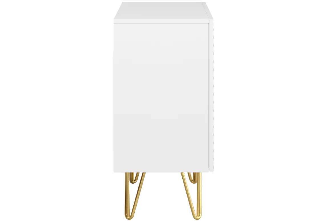 Miliboo Buffet-Buffet design gravé blanc mat et métal doré 2 portes L107 cm OZEN
