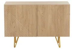 Miliboo Buffet-Buffet design gravé finition bois clair chêne et métal doré 2 portes L107 cm OZEN