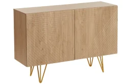 Miliboo Buffet-Buffet design gravé finition bois clair chêne et métal doré 2 portes L107 cm OZEN