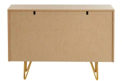 Miliboo Buffet-Buffet design gravé finition bois clair chêne et métal doré 2 portes L107 cm OZEN