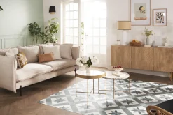 Miliboo Buffet-Buffet design gravé finition bois clair chêne et métal doré 3 portes L160 cm OZEN