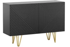 Miliboo Buffet-Buffet design gravé noir et métal doré 2 portes L107 cm OZEN