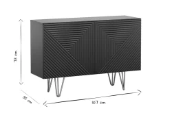 Miliboo Buffet-Buffet design gravé noir et métal doré 2 portes L107 cm OZEN