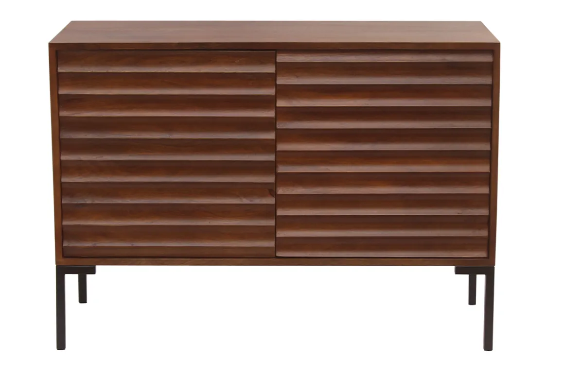 Miliboo Buffet-Buffet en bois foncé manguier massif et métal noir 2 portes L100 cm ONDA