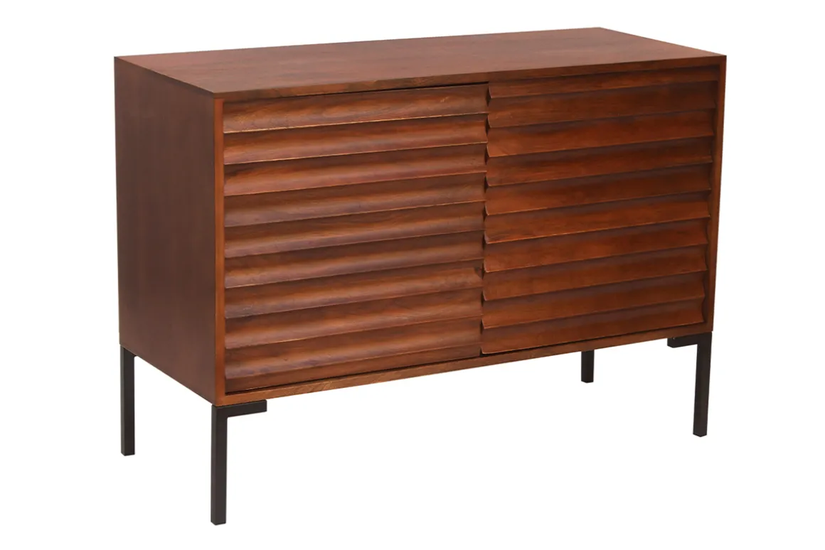 Miliboo Buffet-Buffet en bois foncé manguier massif et métal noir 2 portes L100 cm ONDA