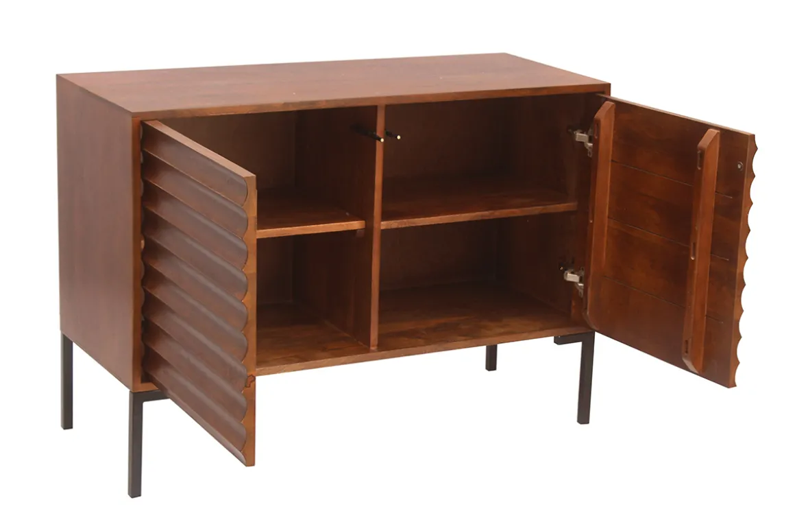 Miliboo Buffet-Buffet en bois foncé manguier massif et métal noir 2 portes L100 cm ONDA