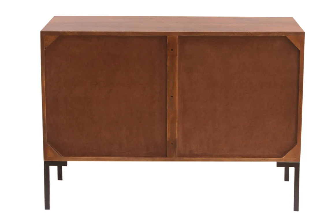 Miliboo Buffet-Buffet en bois foncé manguier massif et métal noir 2 portes L100 cm ONDA