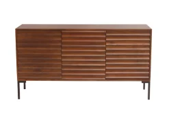 Miliboo Buffet-Buffet en bois foncé manguier massif et métal noir 3 portes L140 cm ONDA