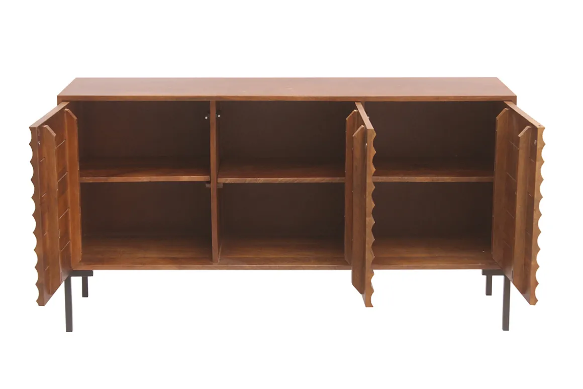 Miliboo Buffet-Buffet en bois foncé manguier massif et métal noir 3 portes L140 cm ONDA