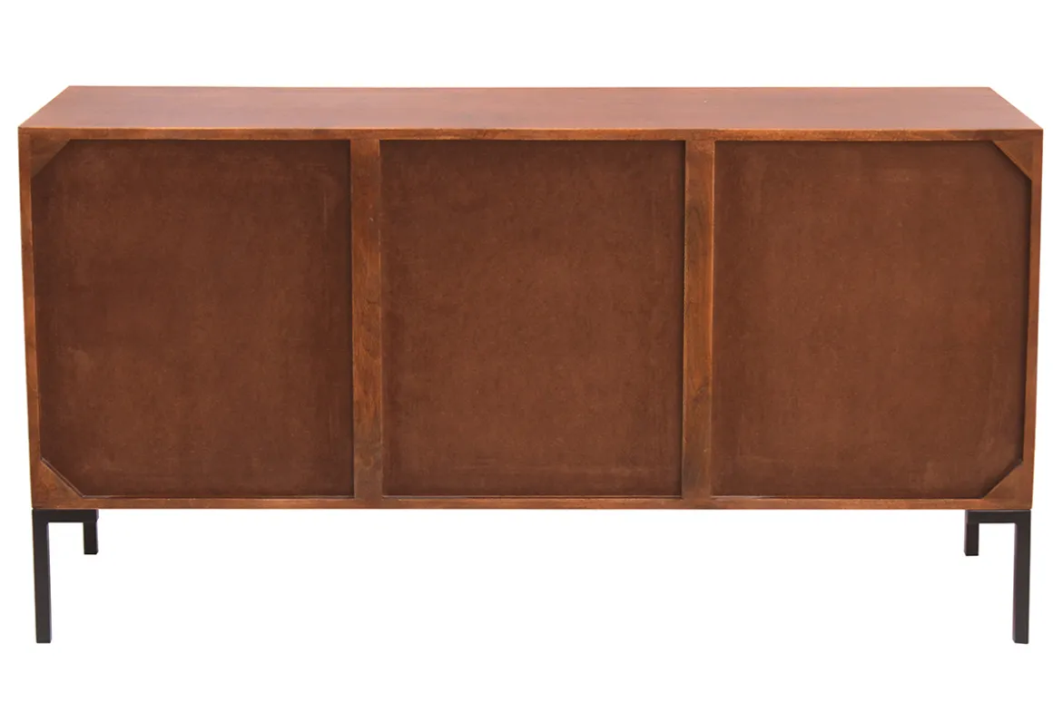 Miliboo Buffet-Buffet en bois foncé manguier massif et métal noir 3 portes L140 cm ONDA
