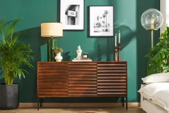 Miliboo Buffet-Buffet en bois foncé manguier massif et métal noir 3 portes L140 cm ONDA