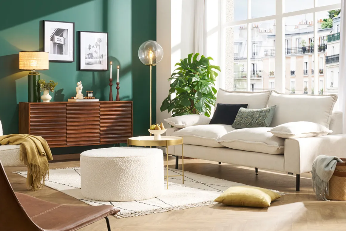 Miliboo Buffet-Buffet en bois foncé manguier massif et métal noir 3 portes L140 cm ONDA