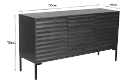 Miliboo Buffet-Buffet en bois foncé manguier massif et métal noir 3 portes L140 cm ONDA