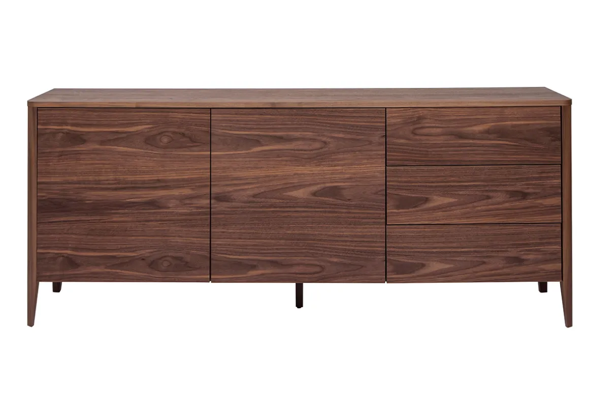 Miliboo Buffet-Buffet en bois foncé noyer 2 portes 3 tiroirs 180 cm BENJA