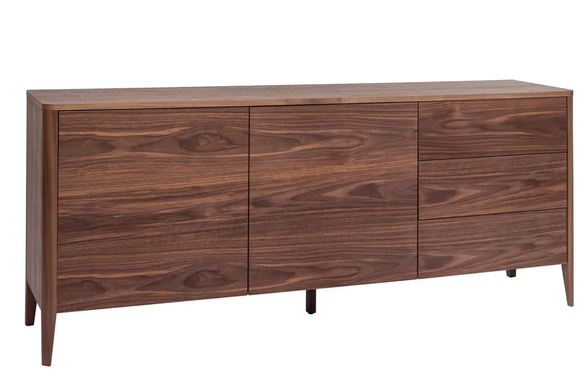 Miliboo Buffet-Buffet en bois foncé noyer 2 portes 3 tiroirs 180 cm BENJA
