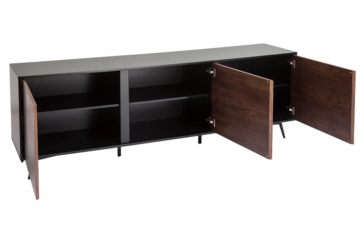 Miliboo Buffet-Buffet en bois foncé noyer, noir mat et métal noir 3 portes L200 cm MERMOZ